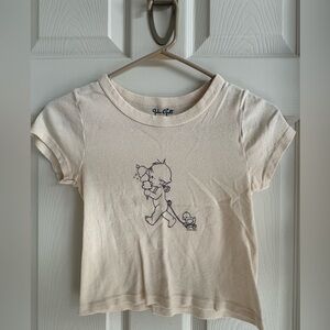 Brandy Melville Cream Graphic Kids Tee